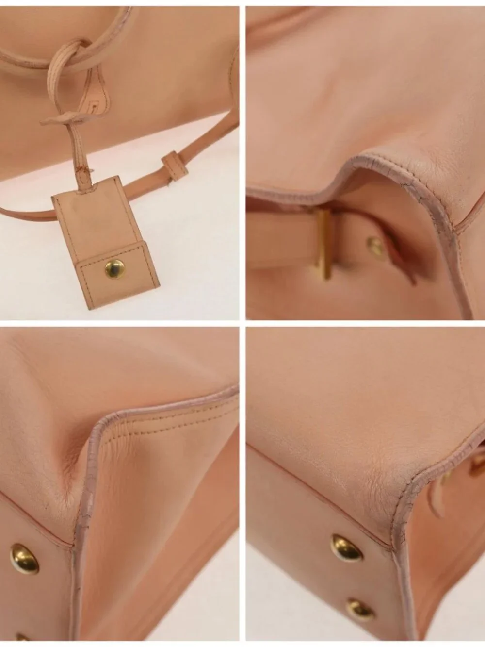 SAINT LAURENT Petit Kabas Hand Bag Leather 2way Pink Gold Auth - Picture 15 of 15